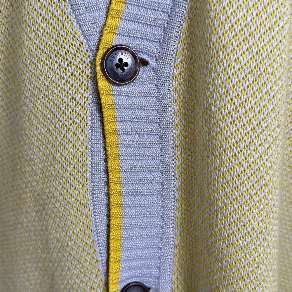 Armani Exchange Men’s Yellow & Grey Knit Button Front Cardigan Sweater - Picture 6 of 8